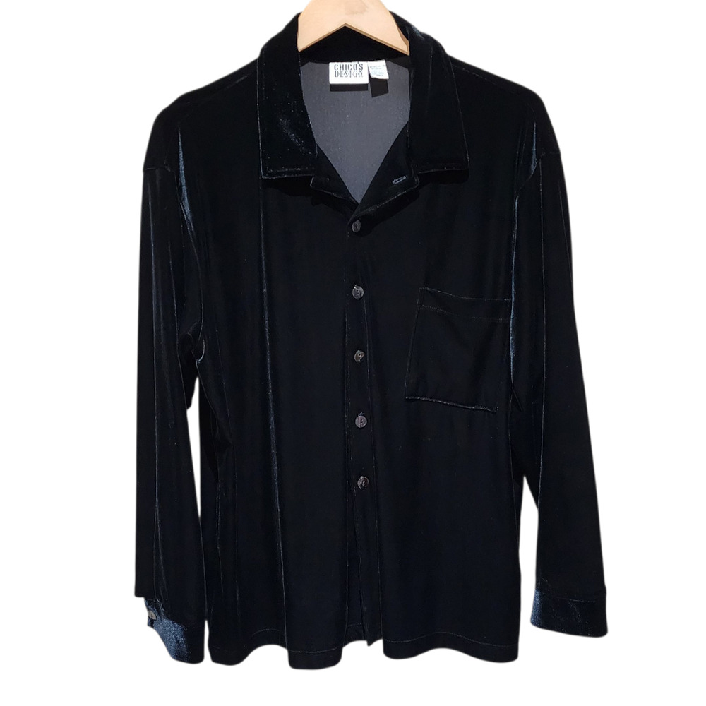 Chico's Velvet Top Button Down Shirt